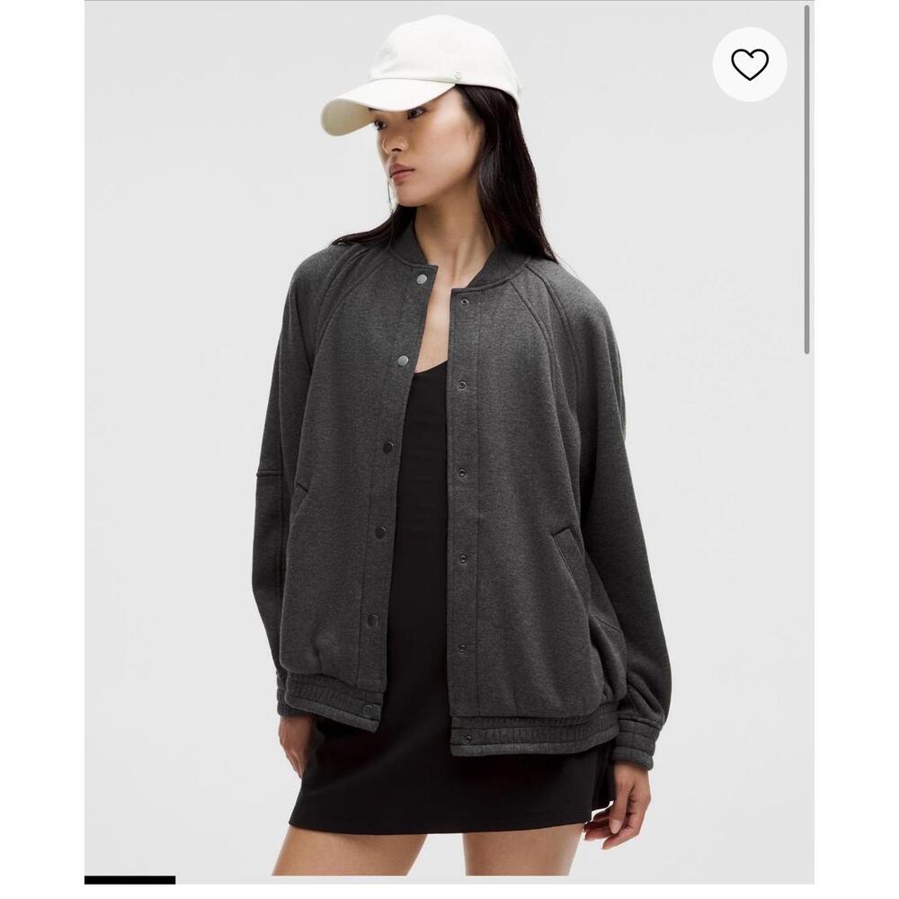 Lululemon Grey Scuba Oversized Varsity Jacket